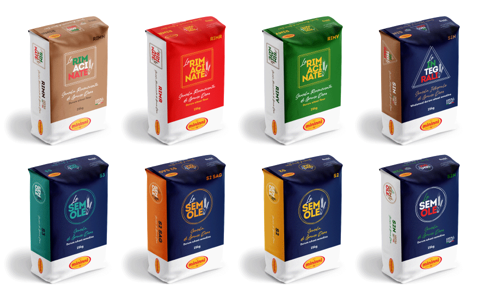 Mockup 20 kg bags of Industria Molitoria Mininni