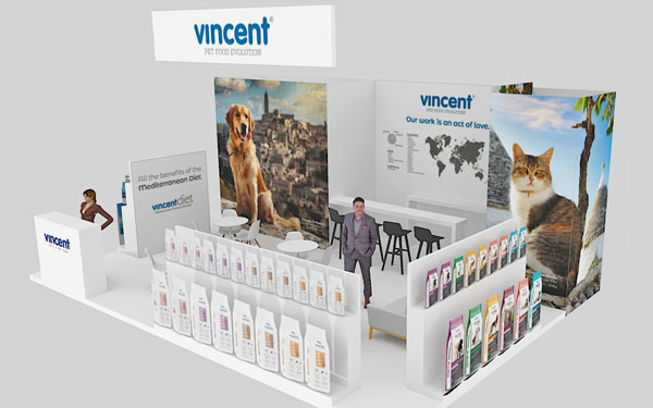 Render stand fieristico Vincent Pet Food - Interzoo 2024
